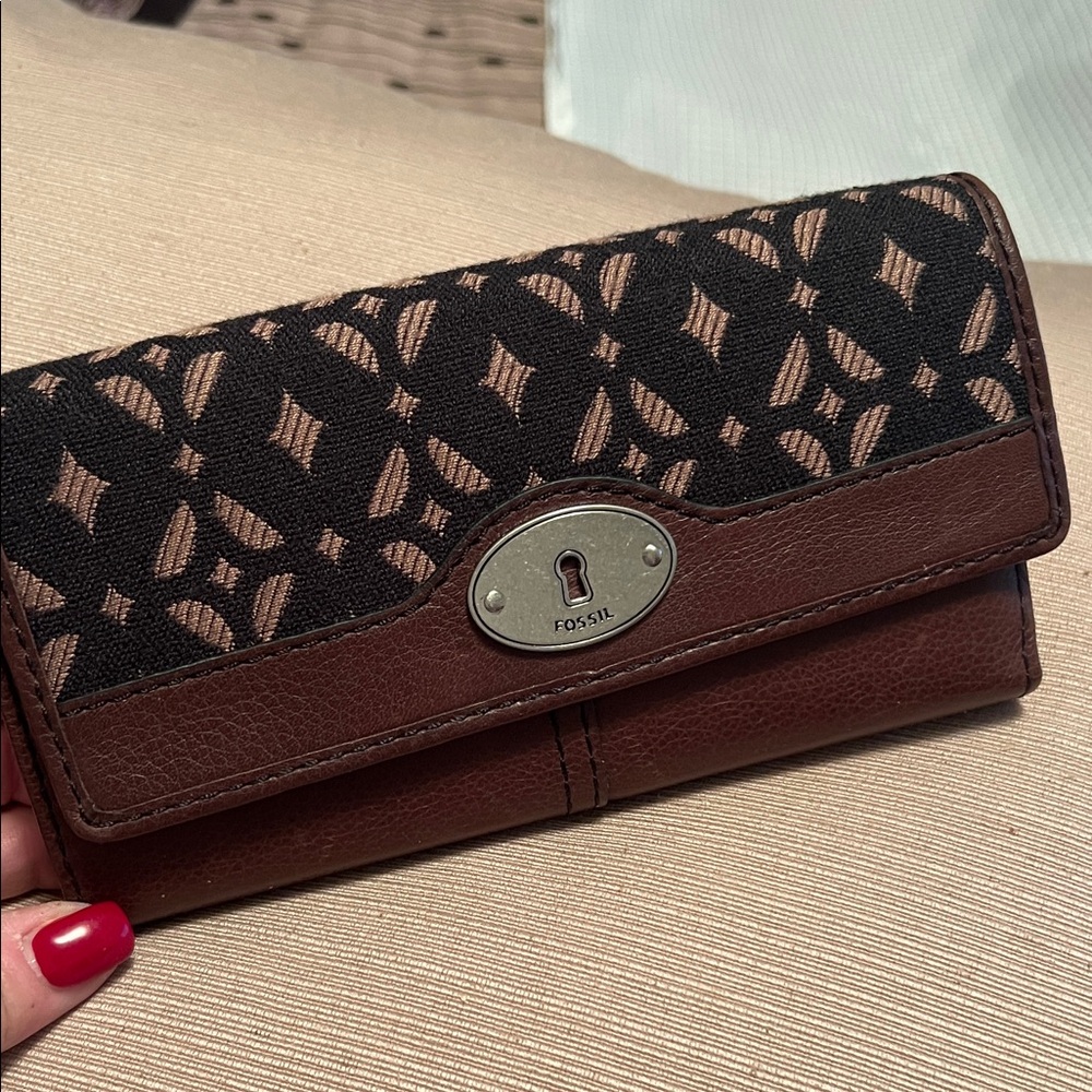 Fossil Black and Brown Patterned Women's Wallet
